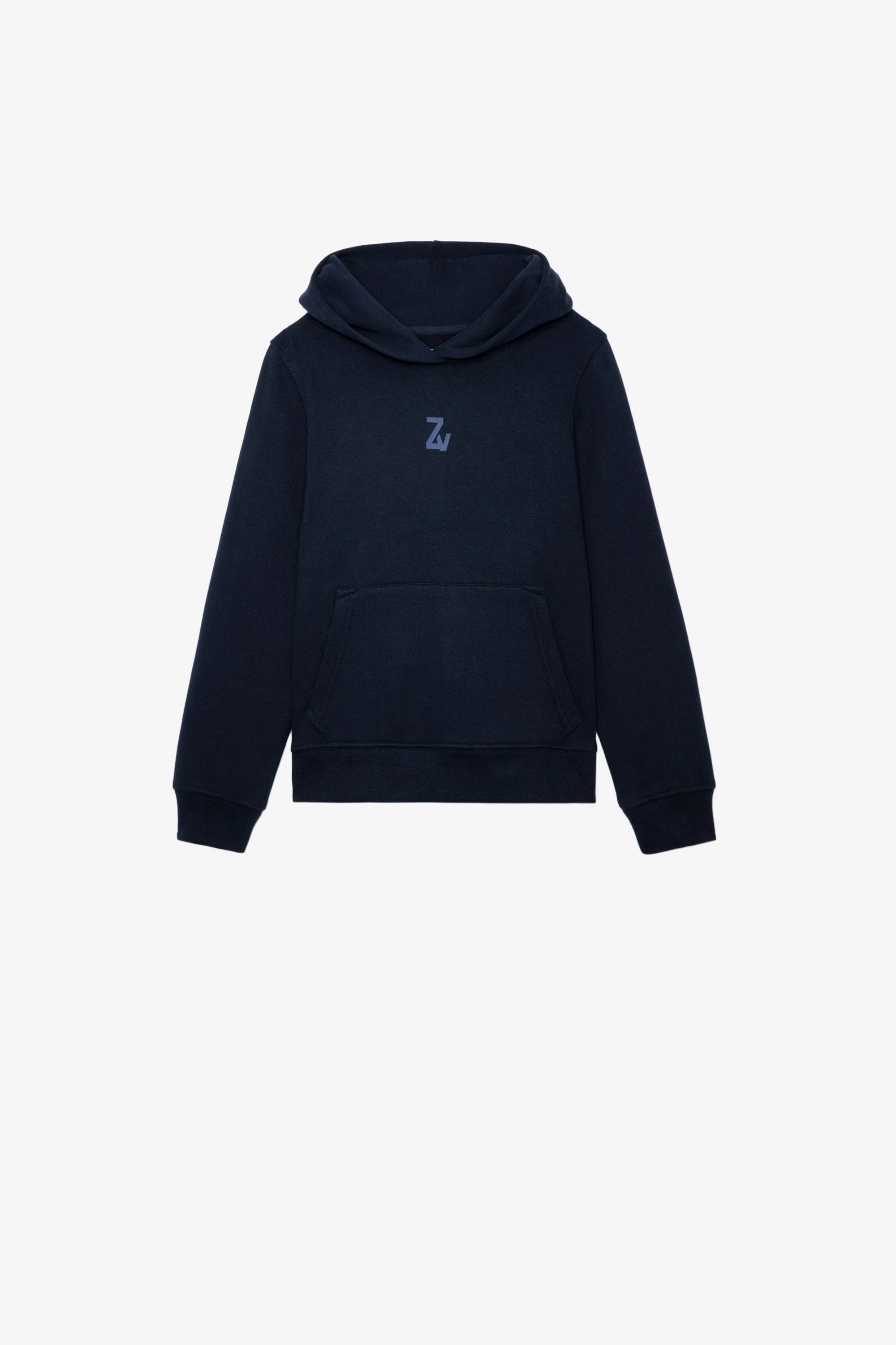 Sanchi Boys’ Sweatshirt - Boys’ navy blue cotton fleece hoodie with ZV logo and print.