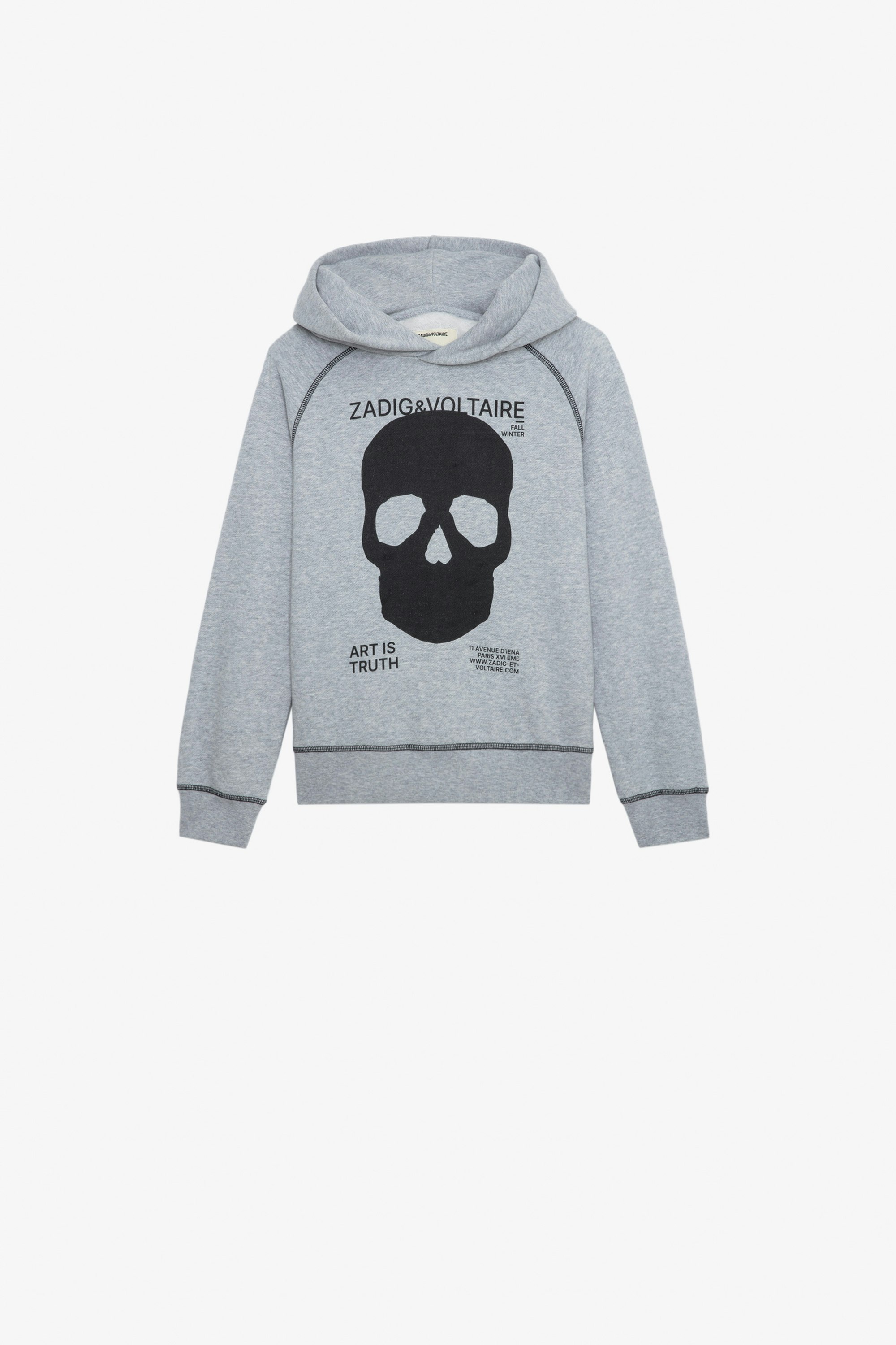 Alvin Boys' Hoodie - Boys' cotton sweatshirt with black skull motif on front