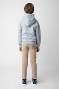 Alvin Boys' Hoodie - Boys' cotton sweatshirt with black skull motif on front