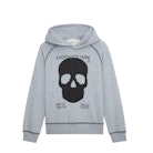 Alvin Boys' Hoodie - Boys' cotton sweatshirt with black skull motif on front