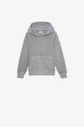Sweatshirt Sanchi Enfant - Sweatshirt à capuche en coton gris orné de flèches rouges contrastées enfant