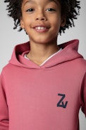 Felpa Sanchi Junior  - Felpa con cappuccio in cotone rosa decorata con firma ZV e stampa fotografica sul retro - Junior