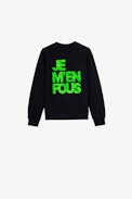 Simba Children’s Sweatshirt - Children’s navy blue cotton sweatshirt with contrasting “I don’t care” message