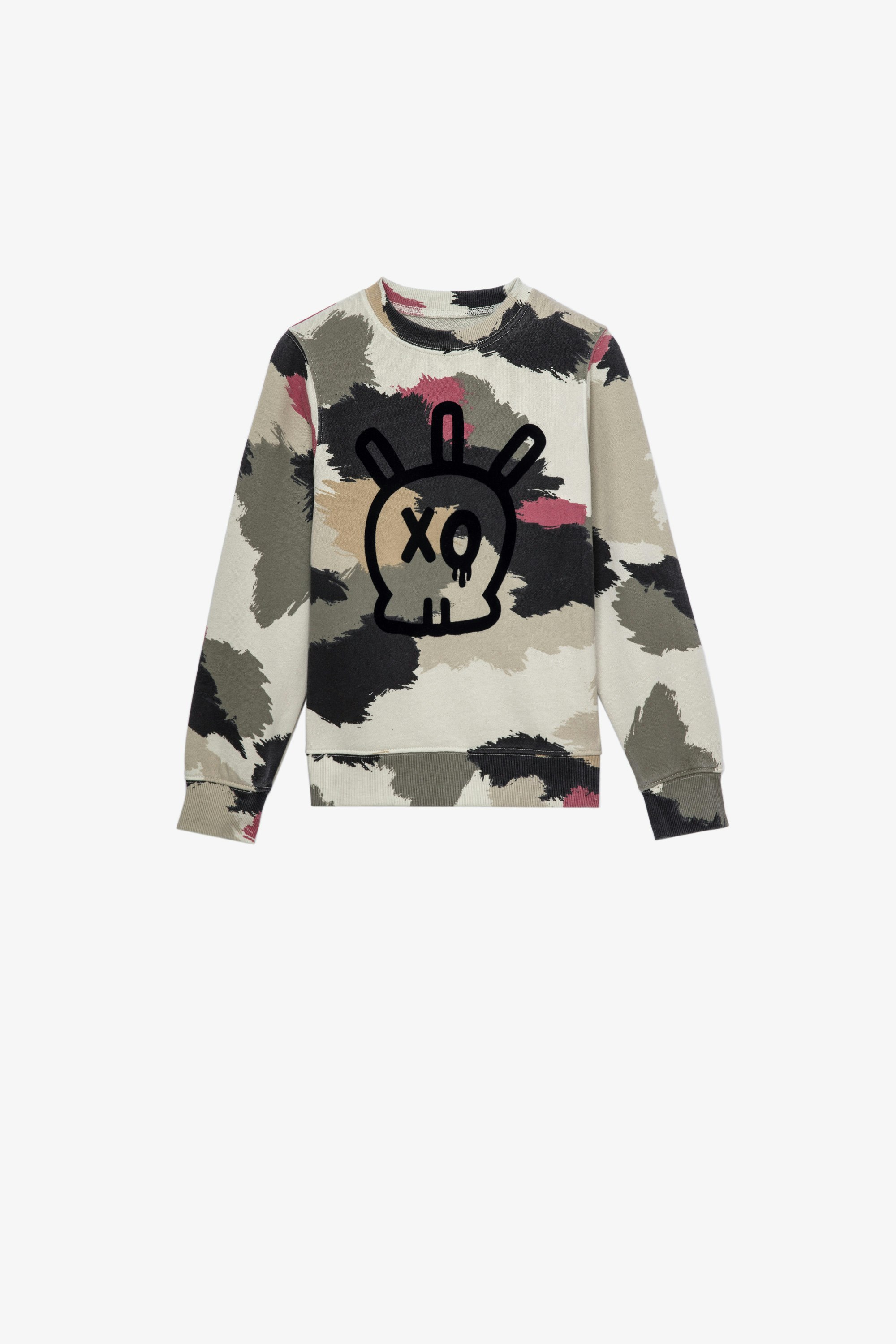 Simba Children’s Sweatshirt  Children’s multicoloured cotton sweatshirt with camouflage print and Jormi skull motif 