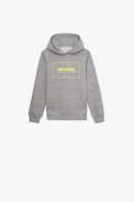Alvin Children’s Sweatshirt - Children’s grey cotton hoodie with contrasting yellow print