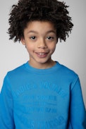 Felpa Simba Junior - Felpa in cotone blu con motivo Core Cho ricamato e stemma - Junior