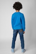 Felpa Simba Junior - Felpa in cotone blu con motivo Core Cho ricamato e stemma - Junior
