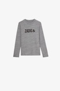 T-shirt Kita Junior  - T-shirt grigia in cotone a maniche lunghe decorata con stampa iconica - Junior