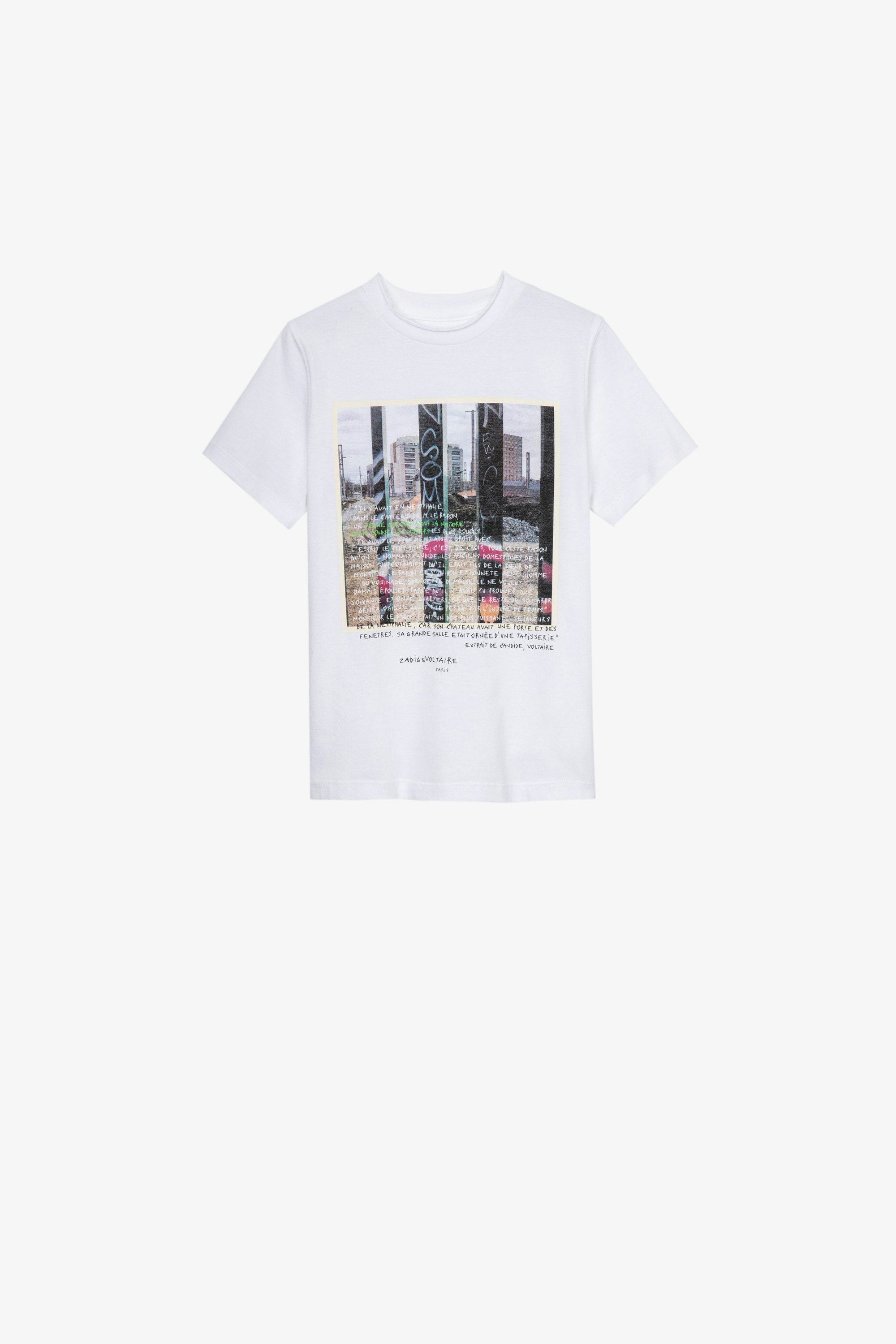 Kita Children’s Ｔシャツ Children’s white cotton short-sleeve T-shirt with print 