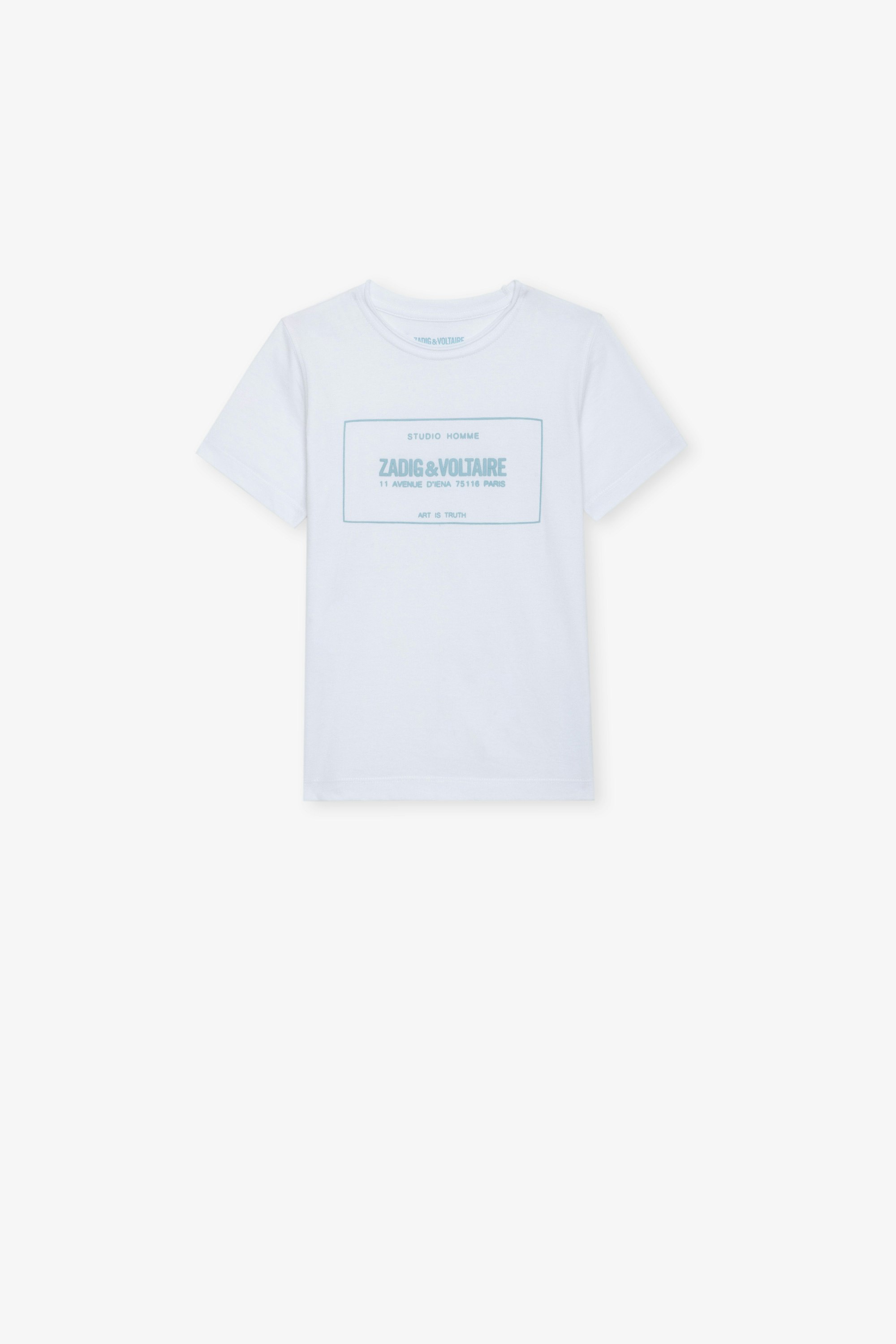 Toby Boys’ T-shirt - Boys’ white short-sleeved cotton jersey T-shirt with insignia.