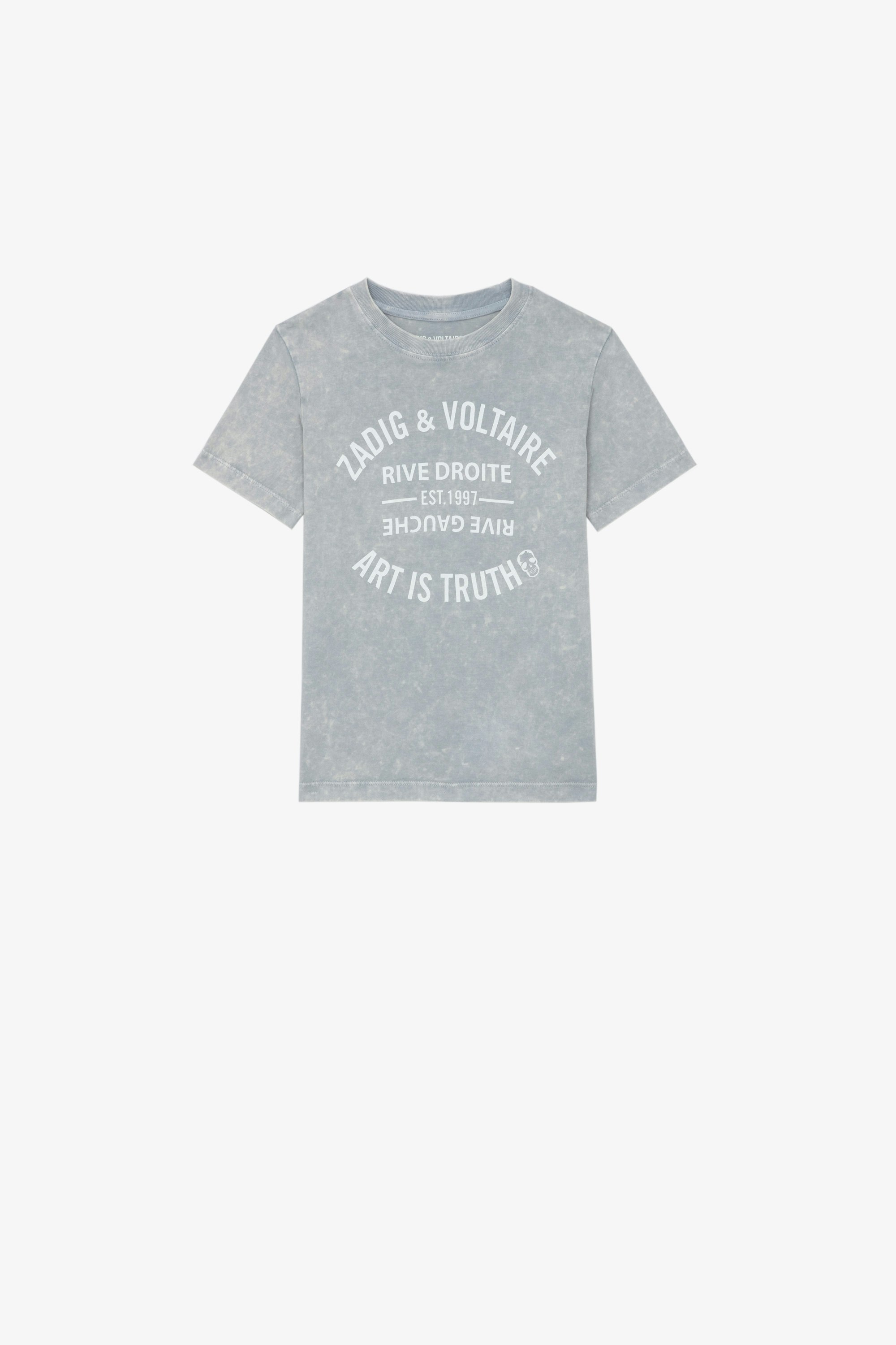 Kita Boys’ T-shirt - Boys’ snow-effect grey cotton jersey T-shirt with short sleeves and insignia.