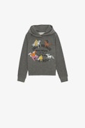 Sudadera Georgia Infantil  - Sudadera gris de algodón infantil con capucha y blasón