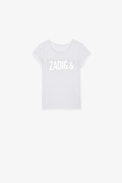 Amber Children’s T-shirt - Children’s white cotton short-sleeve T-shirt with signature print