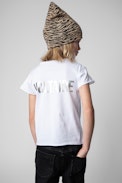 Amber Children’s T-shirt - Children’s white cotton short-sleeve T-shirt with signature print