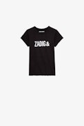 T-shirt Amber Enfant - T-shirt à manches courtes en coton noir orné d'un imprimé signature enfant