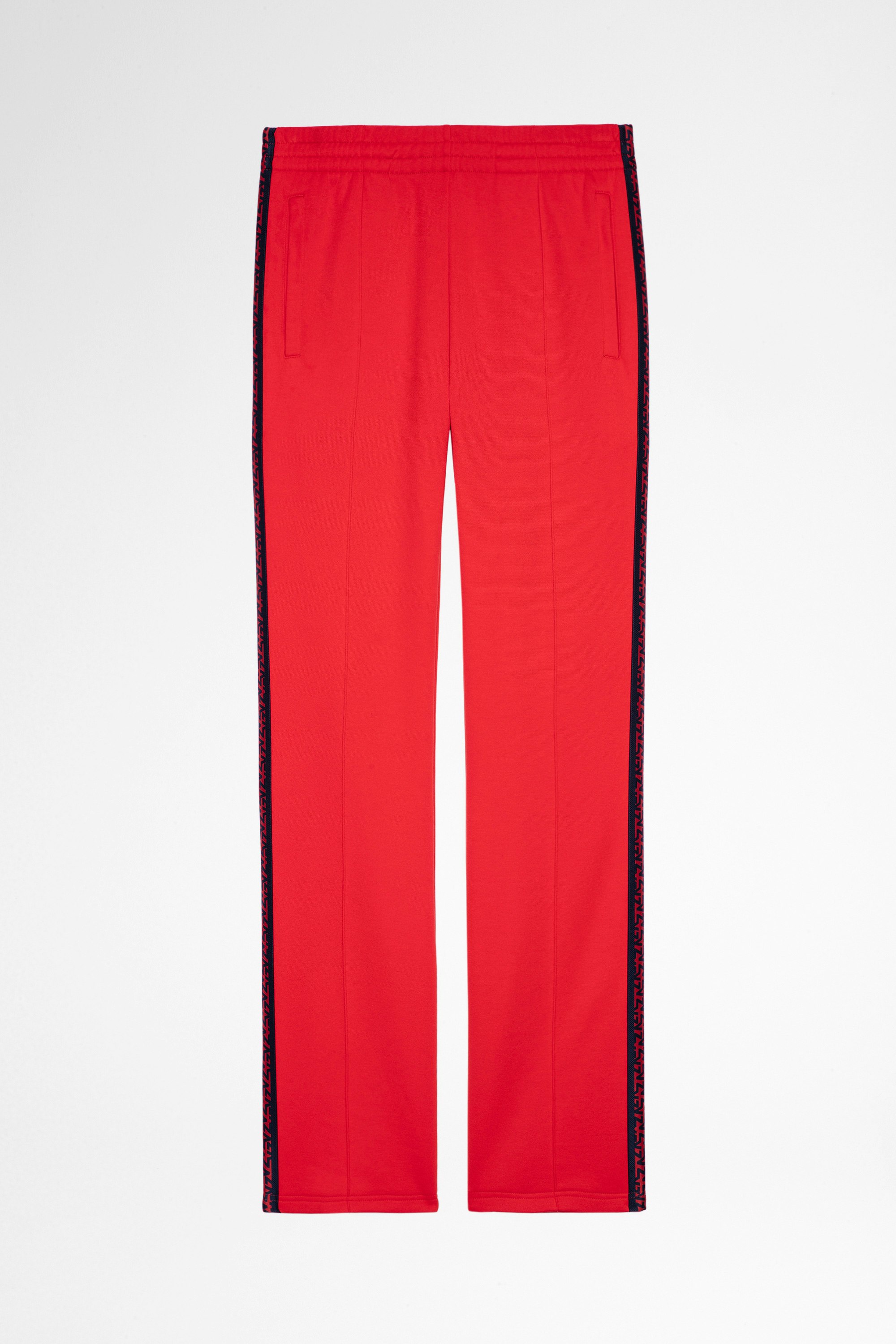 Pantalón Chillyn Pantalón de hombre acampanado rojo con bandas laterales. Confeccionado con fibras procedentes de la agricultura ecológica.