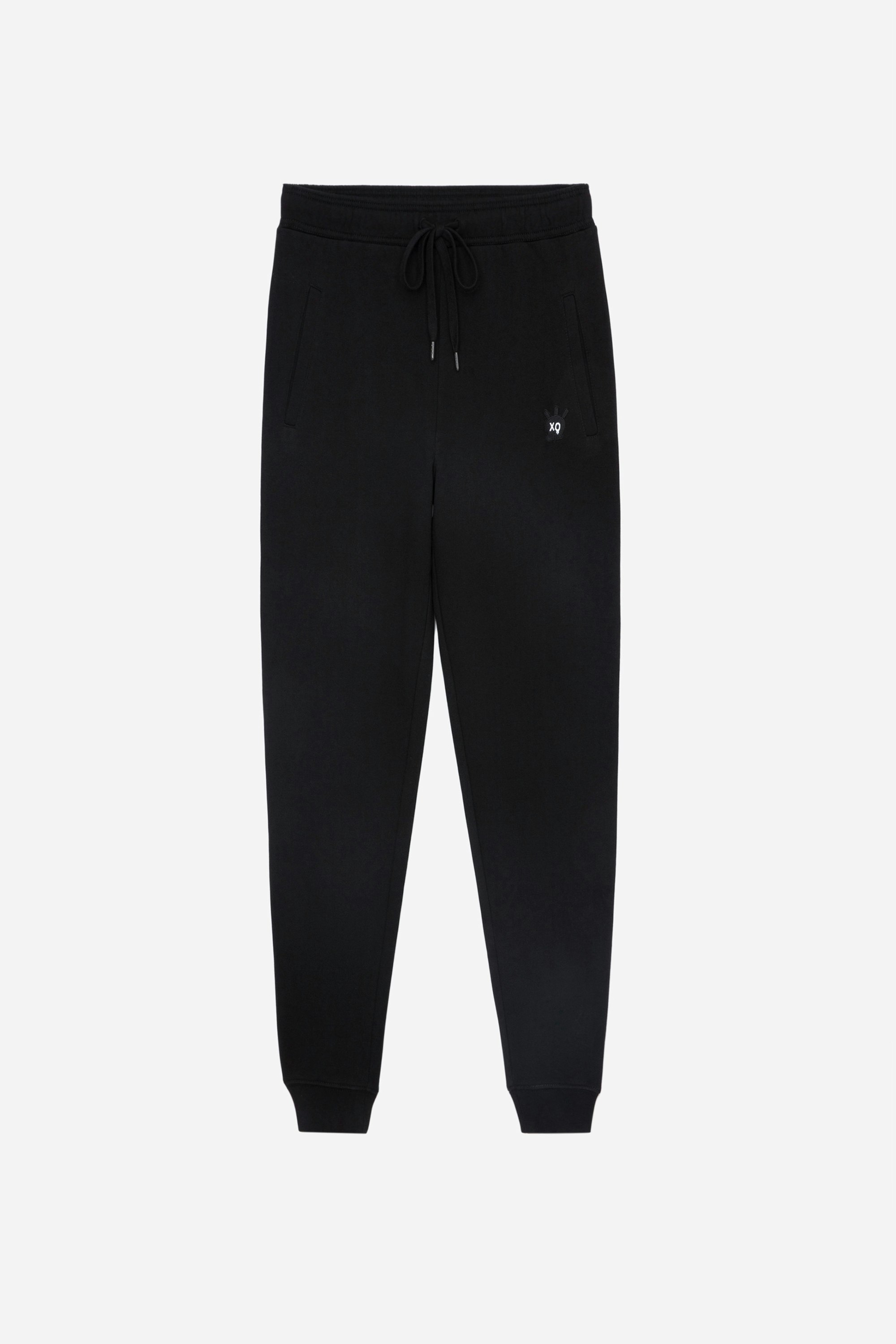 Skull Capri Jogging Bottoms - Men’s black cotton fleece jogging bottoms featuring a Skull XO patch.