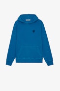 Sanchi Skull Hoodie - Men’s blue hooded sweatshirt with skull patch