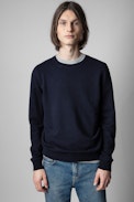 Sweatshirt Soft Arrow - Marineblaues Sweatshirt aus Baumwolle für Herren