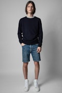 Sweatshirt Soft Arrow - Marineblaues Sweatshirt aus Baumwolle für Herren
