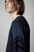 Sweatshirt Soft Arrow - Marineblaues Sweatshirt aus Baumwolle für Herren