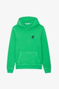Felpa Sanchi Skull - Felpa da uomo in cotone verde felpato con cappuccio e patch sul petto Skull XO
