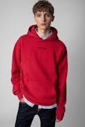 Sudadera Sanchi Photoprint - Sudadera de hombre de algodón rojo adornada con un estampado fotográfico en la espalda