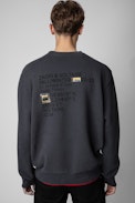 Sudadera Simba Photoprint Voltaire - Sudadera de hombre de algodón gris adornada con un estampado fotográfico en la parte delantera y trasera