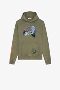 Sudadera Sanchi - Sudadera caqui de algodón con capucha para hombre