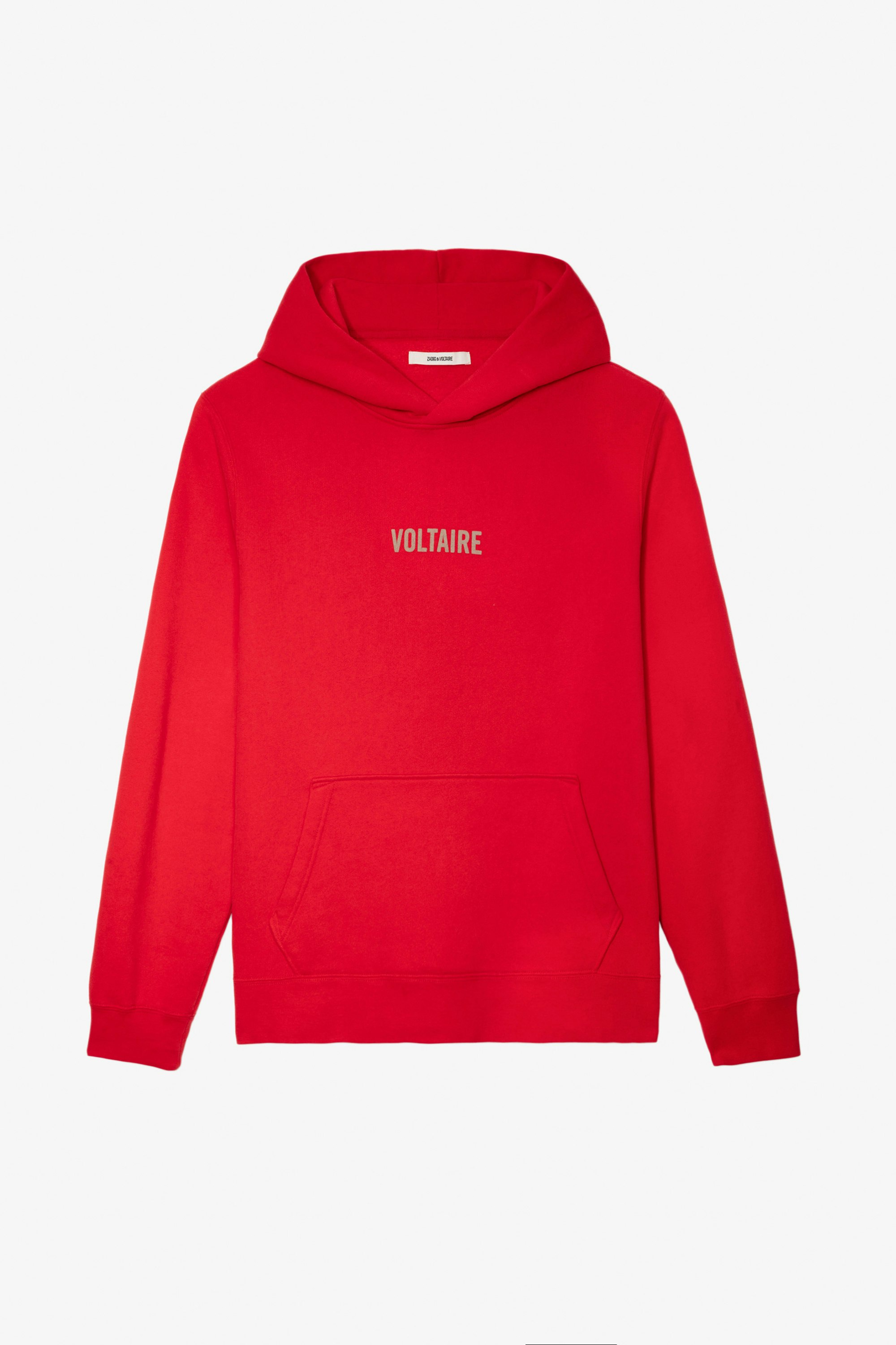 Sweatshirt Sanchi - Sweatshirt à capuche rouge orné d'une signature Voltaire et imprimé flèche.