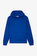 Sudadera con estampado fotográfico Sanchi - Sudadera azul con capucha con estampado fotográfico de bicicleta en la espalda para hombre.