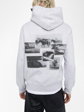 Sweatshirt Sanchi - Hooded long-sleeved sweatshirt with photoprint on the back.