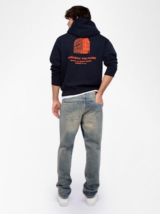 Sacha Sweatshirt - Unisex hooded sweatshirt with Chateau Voltaire design on back.