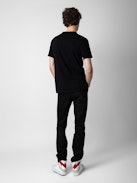 Monastir Henley T-shirt - Black cotton henley T-shirt.