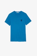 Camiseta Tommy Skull XO - Camiseta blanca de algodón con parche de calavera y mangas cortas para hombre