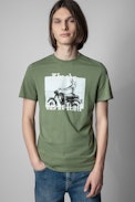 Ted Photoprint T-Shirt - Men's short-sleeved t-shirt in khaki cotton with photo print