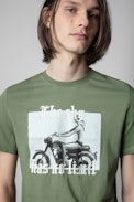 Ted Photoprint T-Shirt - Men's short-sleeved t-shirt in khaki cotton with photo print
