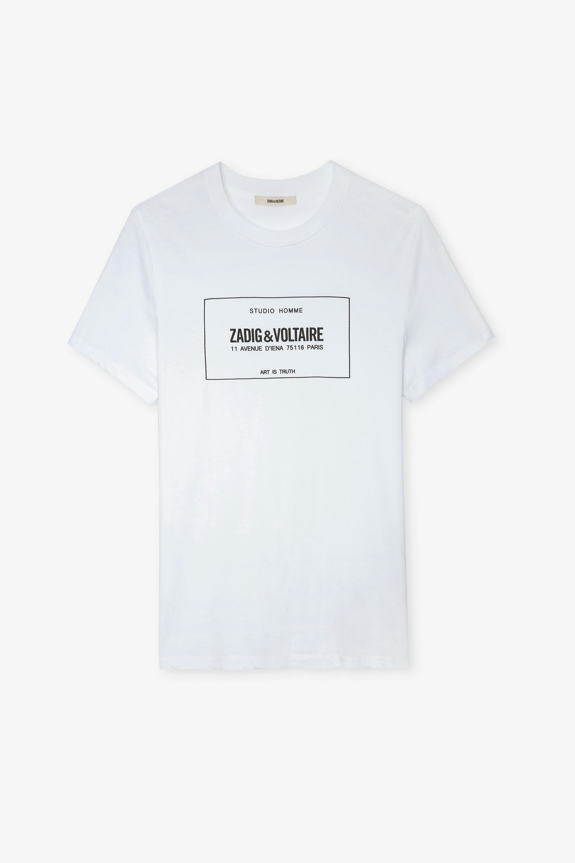 Camiseta Ted - Camiseta blanca de algodón con escudo de la marca para hombre