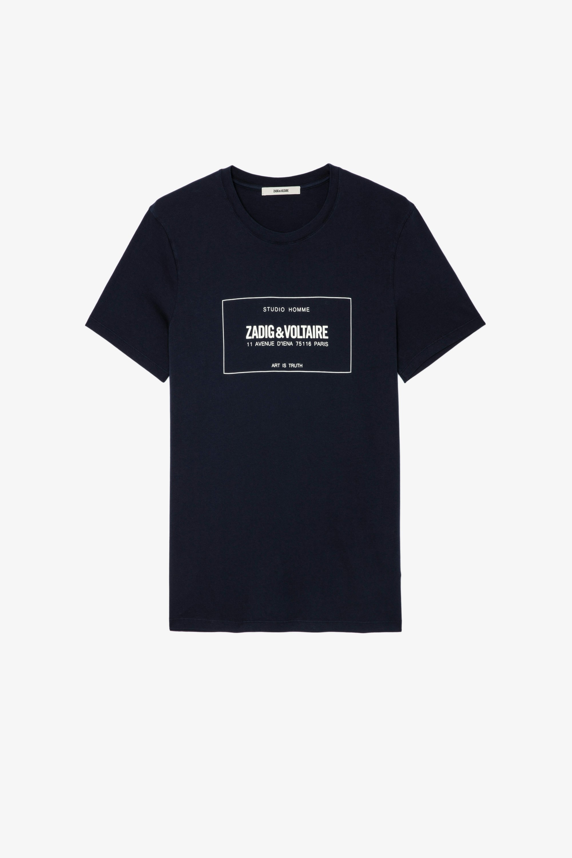 Ted Ｔシャツ Men’s navy-blue cotton T-shirt with the brand insignia