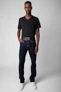 Camiseta Stocky Flamme - Camiseta negra jaspeada Stocky para hombre