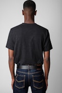 Camiseta Stocky Flamme - Camiseta negra jaspeada Stocky para hombre