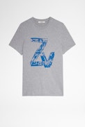T-Shirt Tommy - Tee-shirt en coton gris imprimé ZV Homme