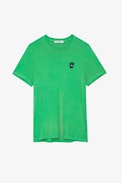 Tommy Skull T-shirt - Men's green cotton T-shirt featuring a Skull XO patch on the chest.