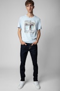T-shirt Ted Photoprint Paris Texas - T-shirt en coton bleu ciel imprimé photoprint homme
