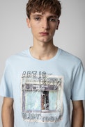 T-shirt Ted Photoprint Paris Texas - T-shirt en coton bleu ciel imprimé photoprint homme