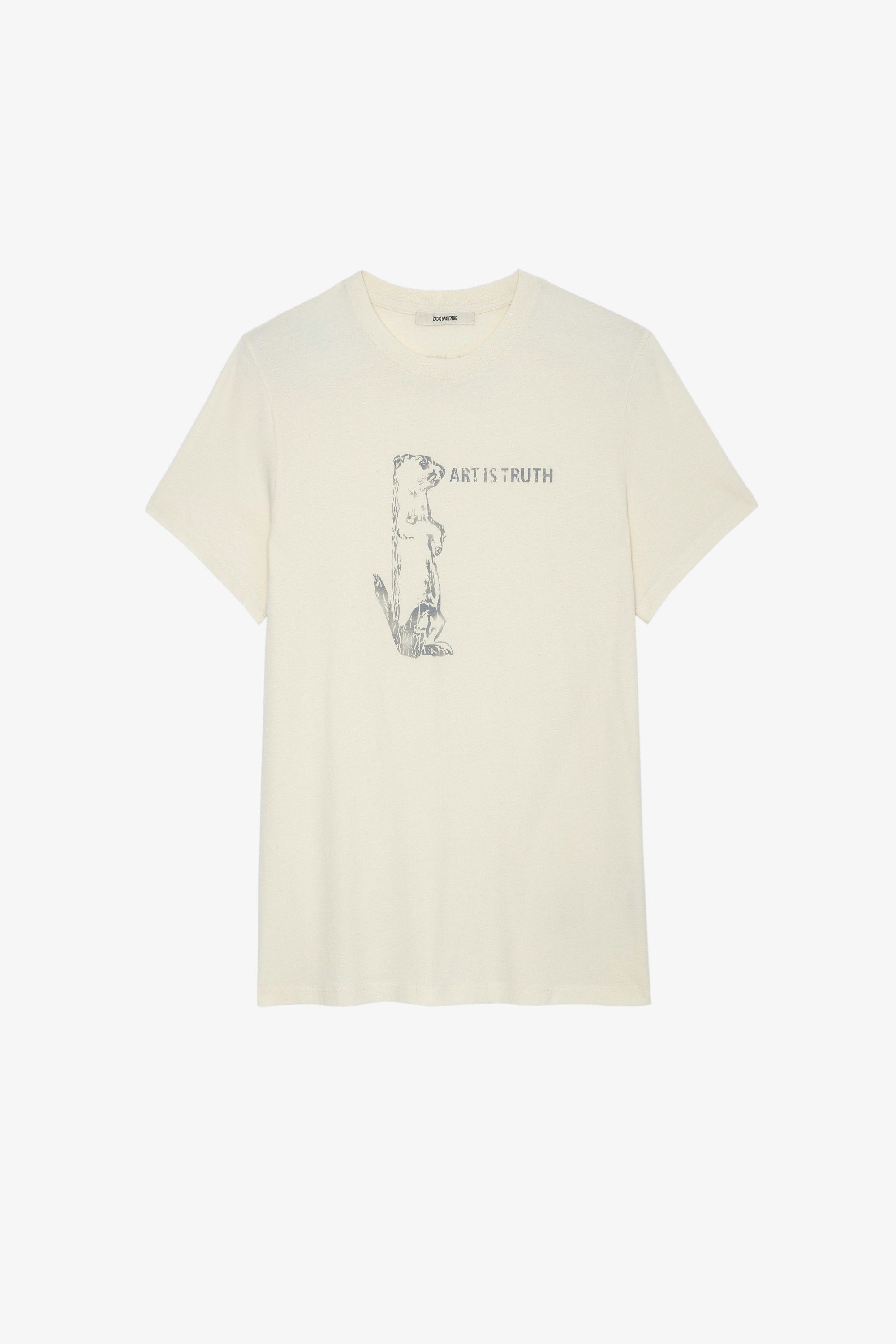 T-shirt Marmotta T-shirt in cotone écru con stampa marmotta da uomo