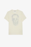 Stockholm Slub T-shirt - Men’s ecru slub cotton T-shirt with skull on back