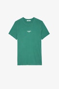 Ted T-shirt - Men’s green cotton T-shirt with “Be fucking nice” slogan