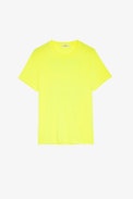 Ted T-shirt - Men's yellow cotton T-shirt with palm tree photo print on the back