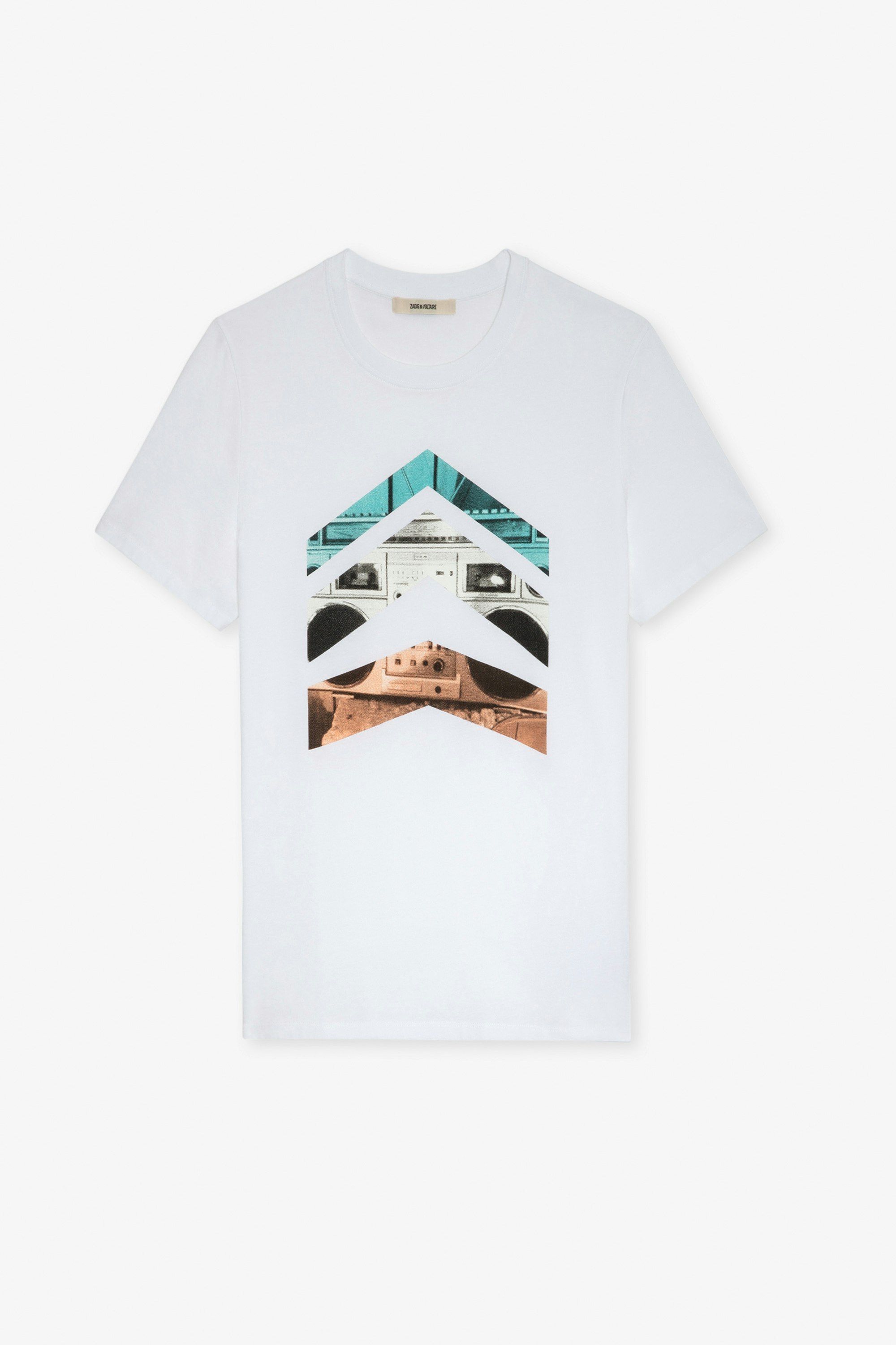 Tommy T-shirt - Men’s white cotton T-shirt with arrow print.